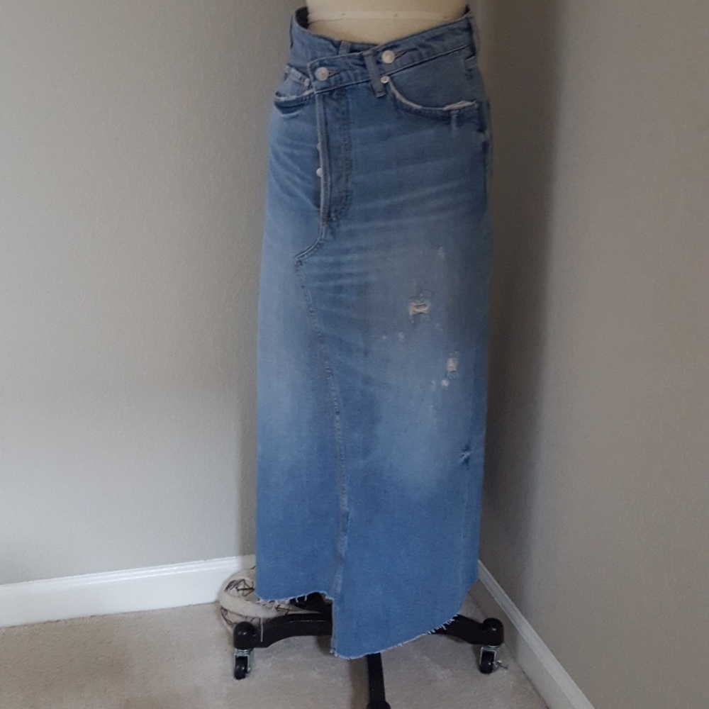 NWT Zara Reconstructed Long Denim Skirt in Samurai - Picture 1 of 7